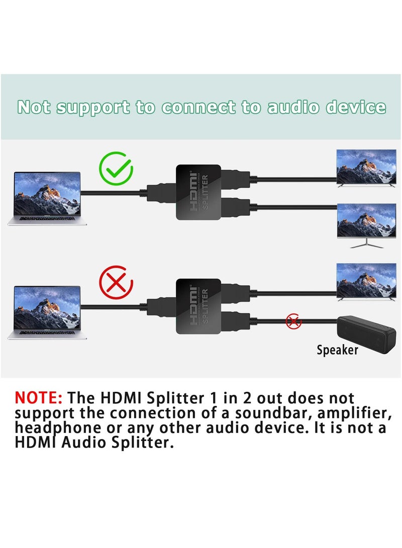 HDMI Splitter 1x2 for Dual Monitors, 4K Dual HDMI Adapter for Mirroring, Supports HDCP 2.2, 18.5Gbps, Auto Scaling, Full HD 1080P 3D, Includes HDMI Cable. - Image 5