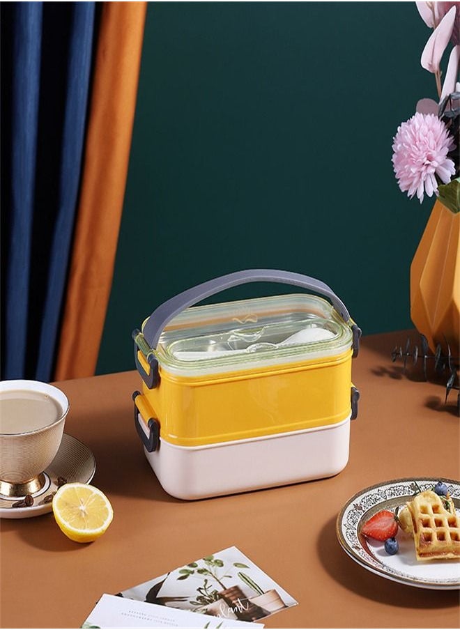 Loquat Double Plastic Lunch Box With Handle 