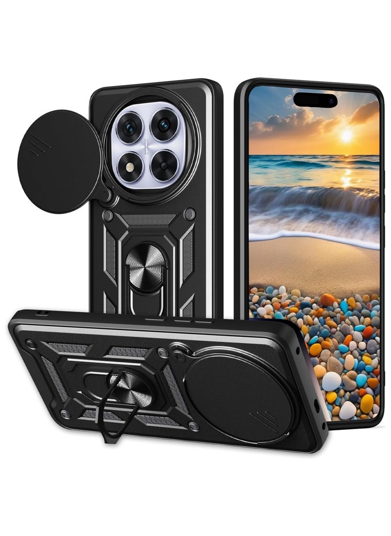 Generic Shield Full Protection Case With Metal Ring &Slide Camera Cover For redmi note 14 pro plus case  - Image 1