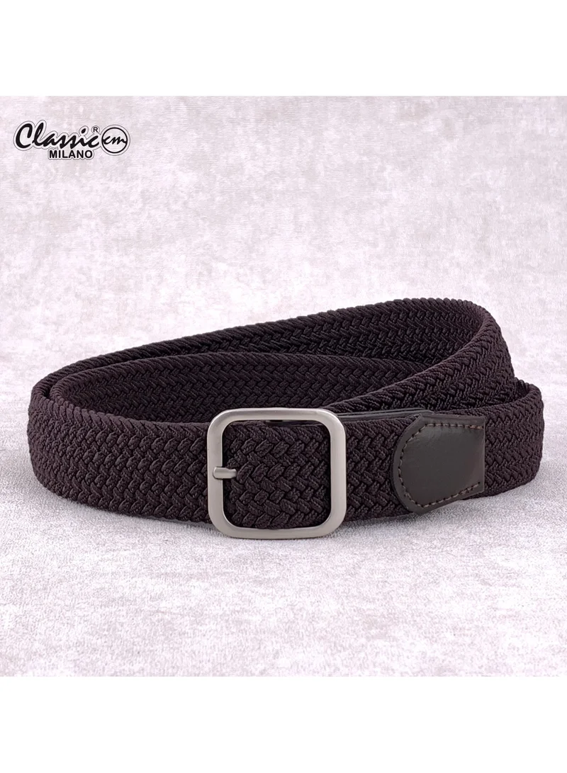 Classic Milano Braided Cotton Elastic Stretch Belt for Men & Women, Woven Canvas Web Belt with Gift Box, Adjustable Men's Belt | Full Length: 110CM (Free Size - Fits up to the waist of 40 Inches / 100 CM)