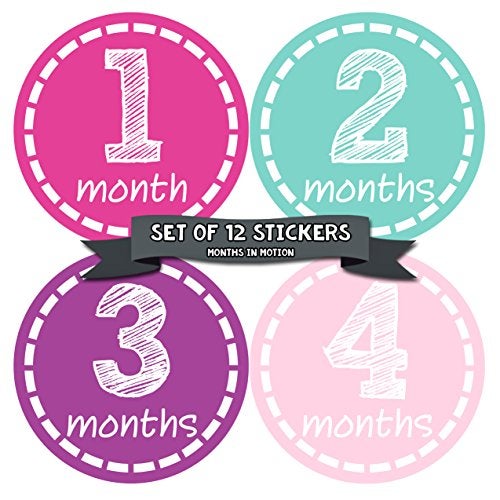 Months In Motion Baby Monthly Milestone Stickers Newborn Month for Baby Girl Infant Gift - Image 1