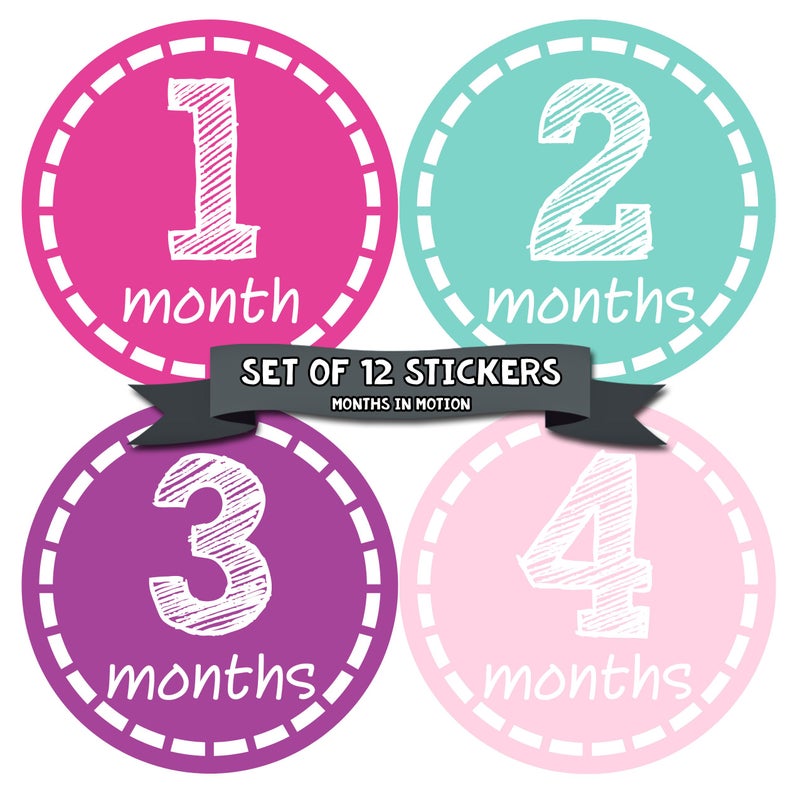 Months In Motion Baby Monthly Milestone Stickers Newborn Month for Baby Girl Infant Gift - Image 2