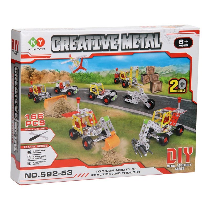 Creative Metal Construction Set Metal 20in1 Vehicles 166 Pieces - 592-53 - Image 5