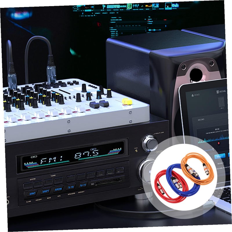 مجموعة كابلات ميكروفون XLR ذكورية إلى أنثوية متوازنة، ملونة بالأحمر، لمحطات الميكسينغ الصوتي والعروض الحية (3 قطع) - Image 4
