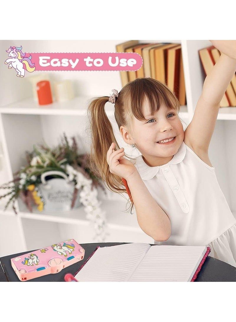 general Pencil Case, 2 Pieces Multifunctional Children's Pencil Case with Button Cartoon Pattern Pencil Case, Stationery Set with Compartments - Image 3