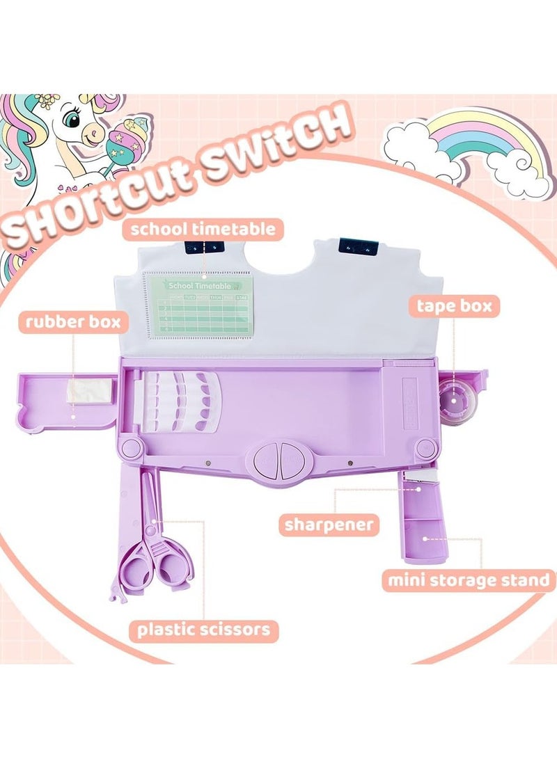 general Pencil Case, 2 Pieces Multifunctional Children's Pencil Case with Button Cartoon Pattern Pencil Case, Stationery Set with Compartments - Image 5