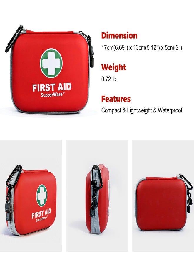 SuccorWare 150 Pieces Mini First Aid Kit - Small Medical Kit with Hard Shell - Emergency First Aid Kit for Car, Travel, Home, Outdoor, Office, Camping, Hiking (Red) - Image 3