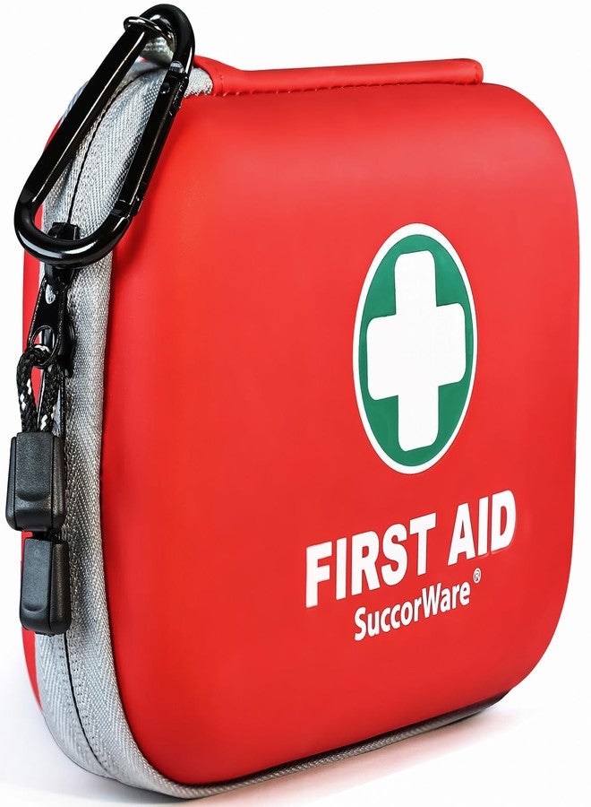 SuccorWare 150 Pieces Mini First Aid Kit - Small Medical Kit with Hard Shell - Emergency First Aid Kit for Car, Travel, Home, Outdoor, Office, Camping, Hiking (Red) - Image 1