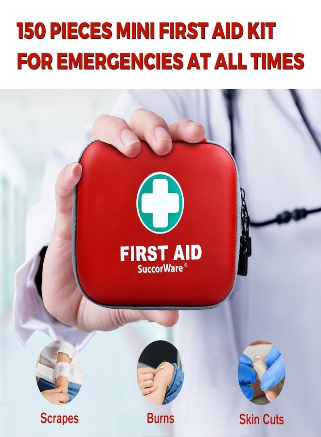 SuccorWare 150 Pieces Mini First Aid Kit - Small Medical Kit with Hard Shell - Emergency First Aid Kit for Car, Travel, Home, Outdoor, Office, Camping, Hiking (Red) - Image 5