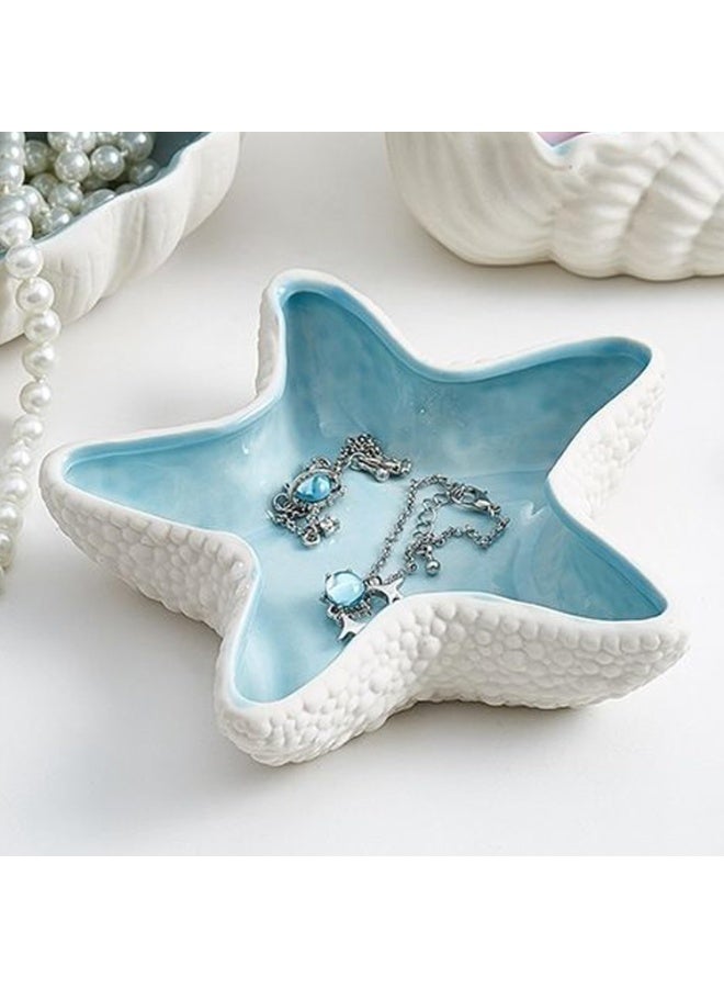 general Ceramic Starfish Jewelry Dish Tray Jewelry Storage Plate Tray Ring Holder Home Living Room Decoration - Image 2