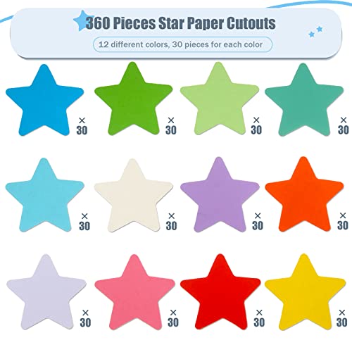 MixTeach 360 Assorted Color Paper Star Cut-Outs & Shapes - Accent Die-Cuts for Classroom Decor, Teachers, Kids DIY Craft Projects & Back to School Bulletin Board Decorations - Image 2
