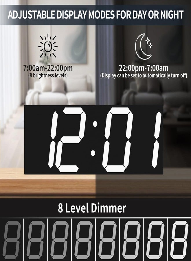 شكوسدا ساعة حائط رقمية كبيرة من CHKOSDA مقاس 18.7 بوصة، ساعة رقمية LED بأرقام كبيرة، ساعة حائط متعددة الوظائف تعمل بجهاز تحكم عن بعد مع مؤقت ومنبه وشاشة عرض للتقويم (أبيض) - Image 3
