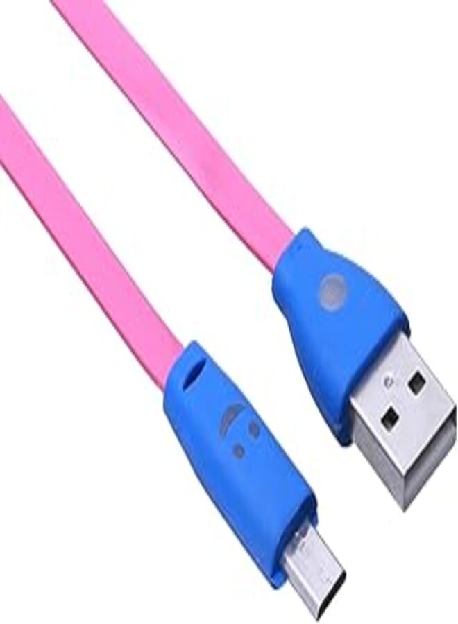 OR Micro USB Cable With Smiley Design and Indicator Light - Pink