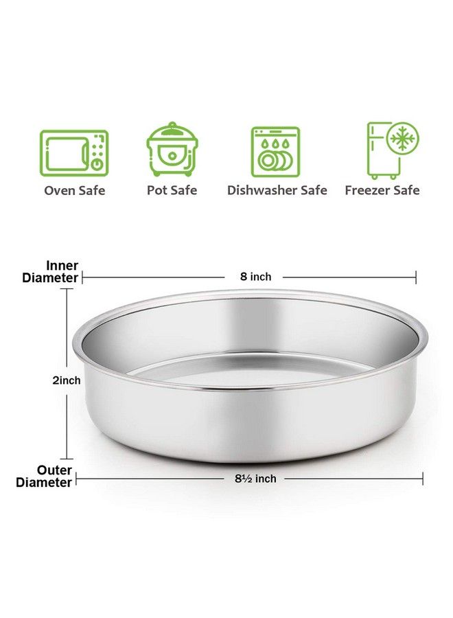 E-far طقم قوالب كعك مقاس 8 بوصة من 3 قطع من الفولاذ المقاوم للصدأ، قوالب كعك دائرية متعددة الطبقات، غير سامة وصحية، تشطيب لامع وآمن للغسل في غسالة الصحون - Image 3