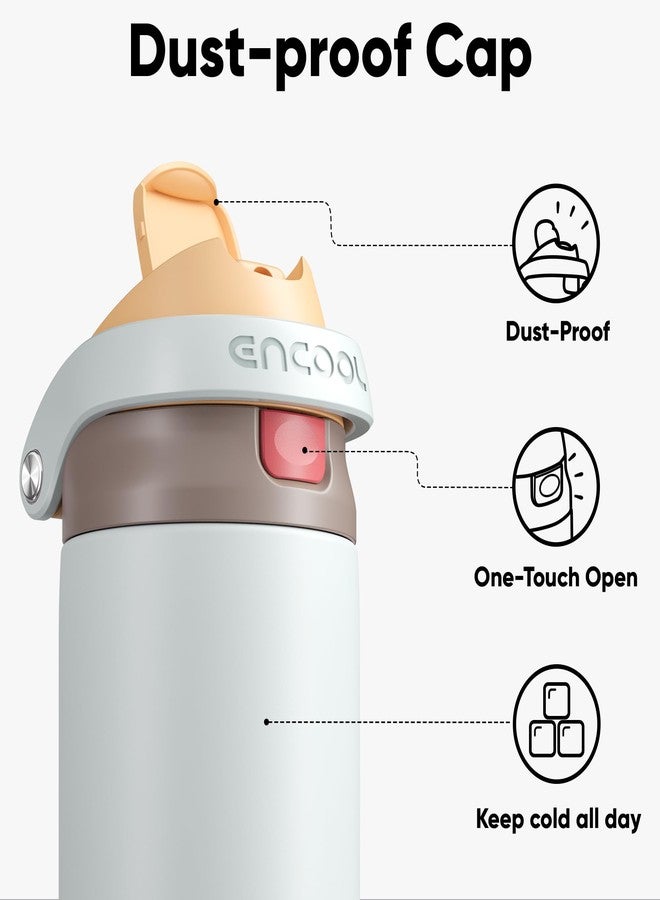 Encool SwiftSip Insulated Stainless Steel Water Bottle with Straw - Leak Proof Sports Water Bottle for School, Travel, Keeps Cold All Day, One-Touch Flip Lid, BPA-Free, 24 oz, Clay Grey - Image 2