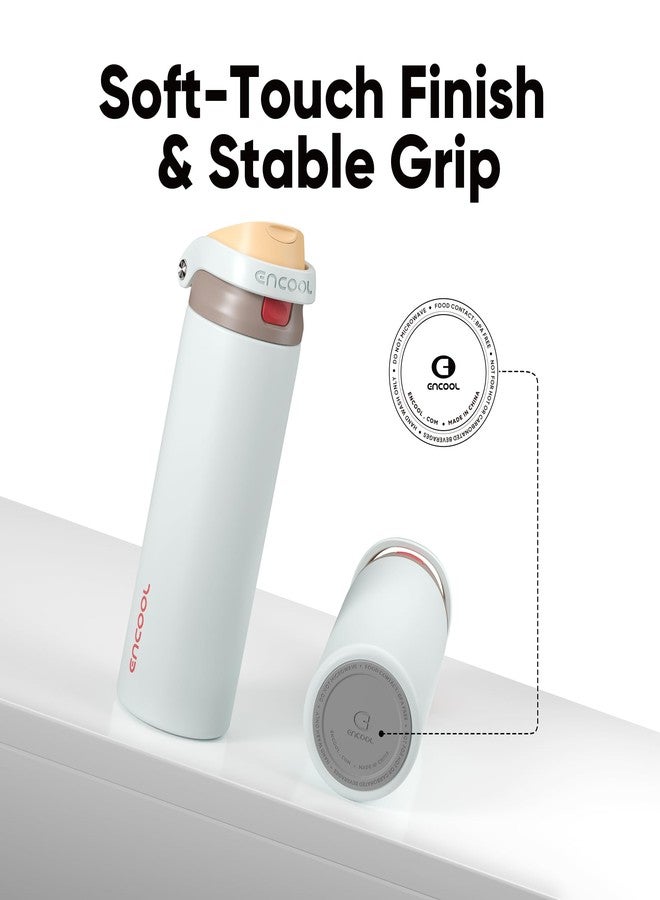 Encool SwiftSip Insulated Stainless Steel Water Bottle with Straw - Leak Proof Sports Water Bottle for School, Travel, Keeps Cold All Day, One-Touch Flip Lid, BPA-Free, 24 oz, Clay Grey - Image 5