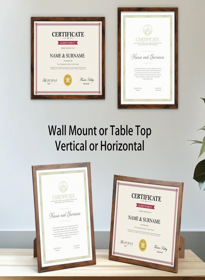 Giftgarden 8.5x11 Picture Frame Brown, 8.5 by 11 Award Certificate Diploma Document Frames for Wall or Tabletop Display, 5 Pack - Image 2