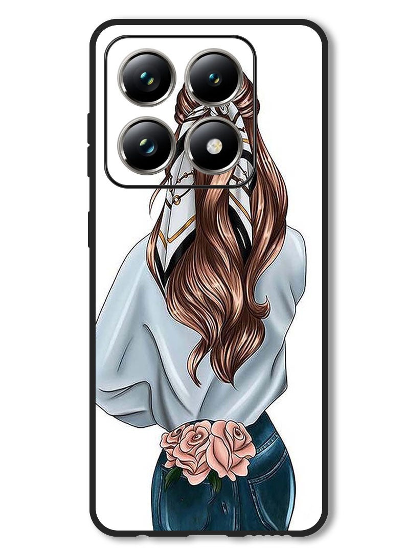 Theodor Case Compatible with Xiaomi 14T Pro Protection Shockproof Bumper Cover Pink Rose Girl - Image 1