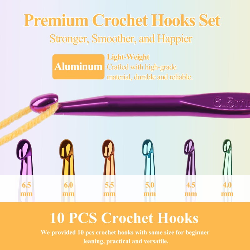 Aeelike 10pcs Size G / 4.0mm Crochet Hooks,Aluminum Crochet Needles and 30pcs Stitch Markers for Beginner and Advanced, Crocheter Hook Set for Learning How to Crochet - Image 3