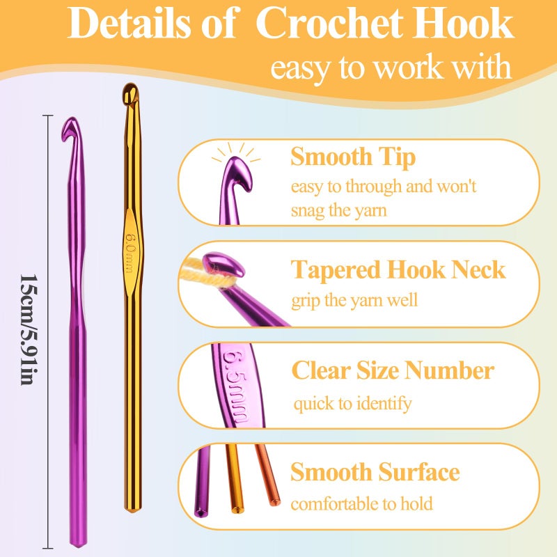 Aeelike 10pcs Size G / 4.0mm Crochet Hooks,Aluminum Crochet Needles and 30pcs Stitch Markers for Beginner and Advanced, Crocheter Hook Set for Learning How to Crochet - Image 2