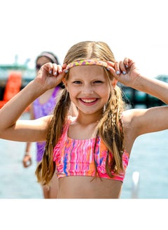 FROG SAC 4 Adjustable Braided Headbands For Girls, Rainbow Tie Dye Braid Hair Bands For Kids, Cute Girl Stretch Elastic Fashion Accessories For Children, Easter Basket Stocking Stuffers  - Image 3