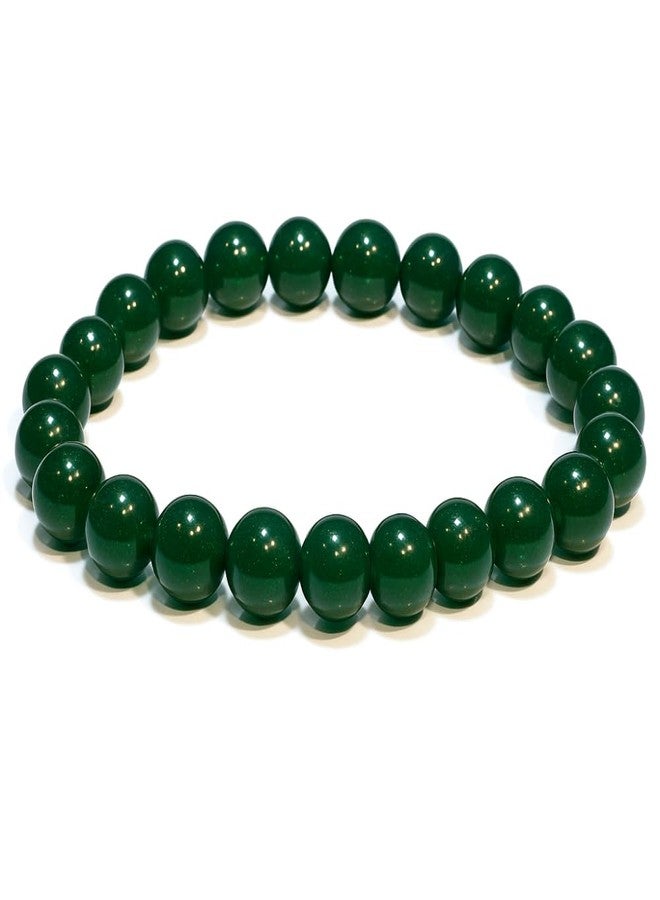 ANAYA AGATE سوار من اليشم الأخضر الطبيعي - سوار كريستالي علاجي للنساء والرجال والمراهقين - أساور خرز دائرية 8 مم - يجلب الحظ السعيد والثروة والازدهار - سوار حماية من الأحجار الكريمة قابل للتمدد للجنسين - Image 1