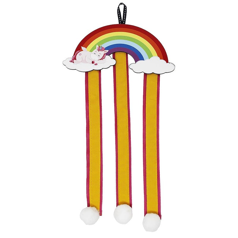 The Rosette Imprint Hair Clip Organizer Rainbow Unicorn Design Hanger for Girls and Women - Image 1