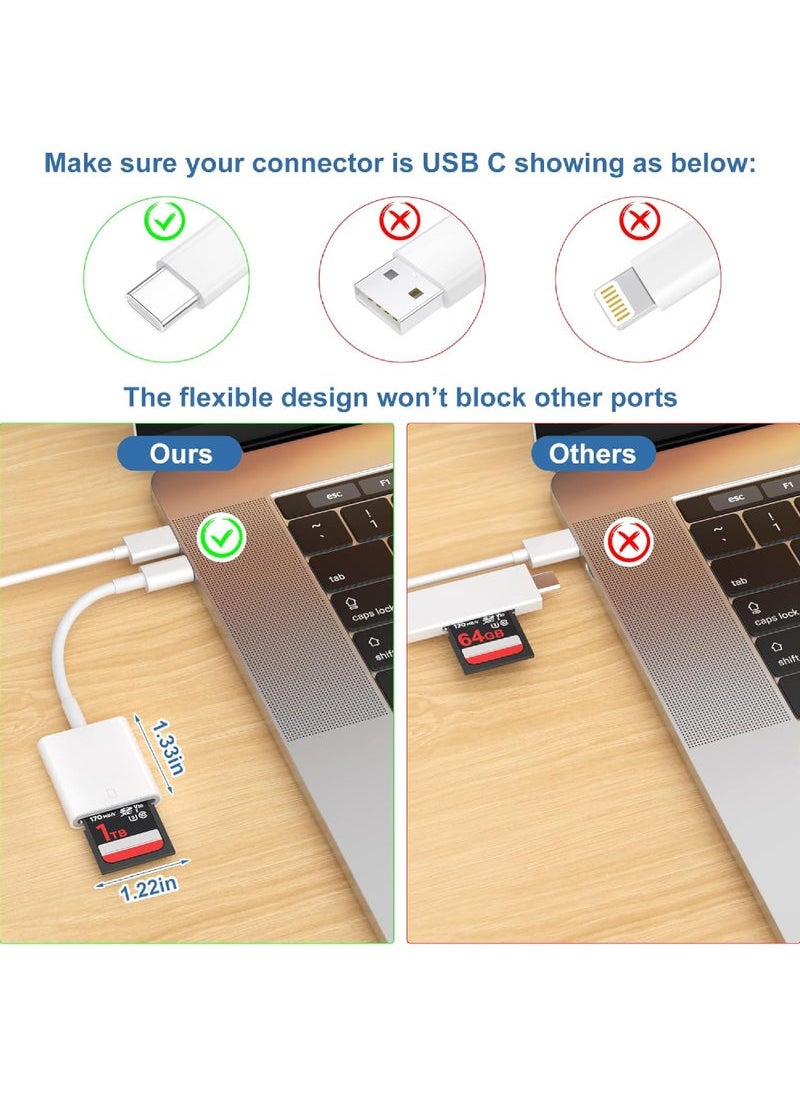 USB C SD Card Reader USB 3.0 High Speed to SD Card Adapter for iPhone 15 Pro Max iPad Pro Trail Game Camera Viewer for MacBook Pro/Air iMac M1 M2 M3 Galaxy S23/S24 Android PhoneTablet