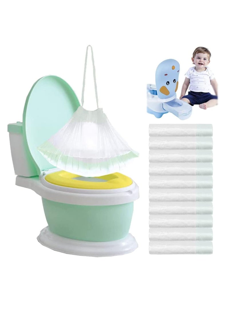 FengSVMA 100 Pack Potty Chair Liners Disposable,Drawstring Training Toilet Seat Liner Bags Cleaning Bag for Kids Toddlers Outdoors Travel - Image 1