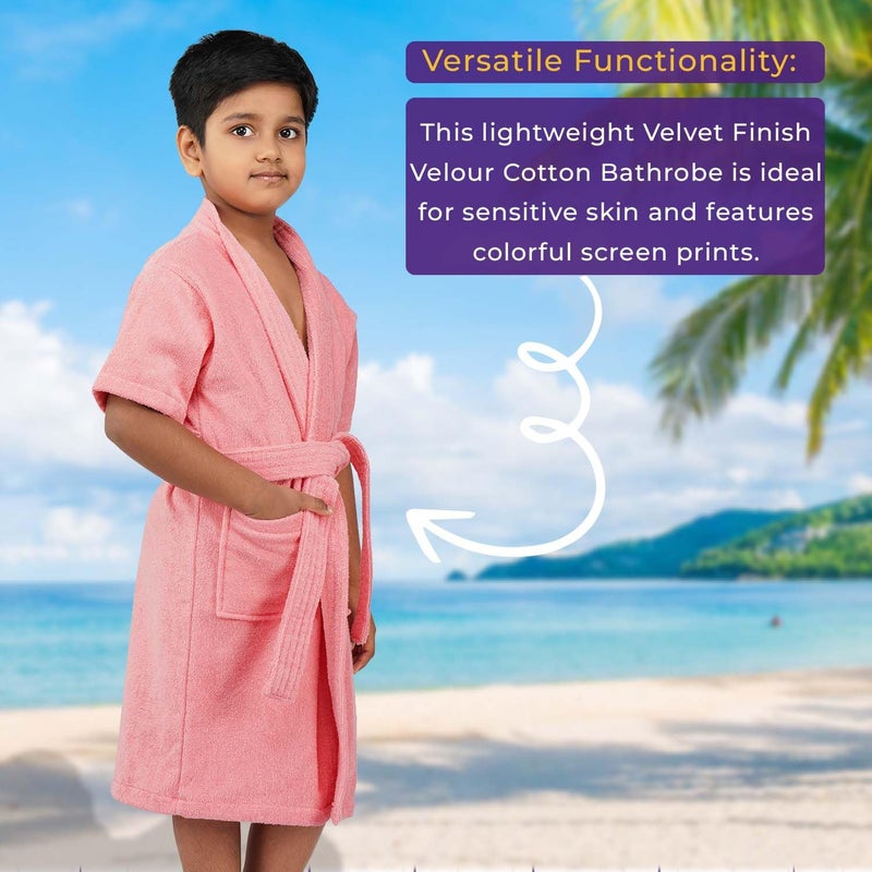 Rangoli Mini Noble 100% Cotton Kids Bathrobe, 400 GSM | Ultra-Soft, Super Absorbent Hooded Bathrobe for Boys and Girls | Peach 11 to 12 Years - Image 5