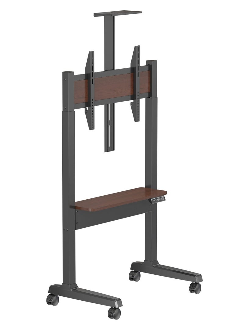 Powerology Electric TV Stand with Vertical Height Adjustment / 70KG Max Load / 37" - 89" Tv Size / 118-158 cm Adjustable Height/ Control Panel - Black - Image 1
