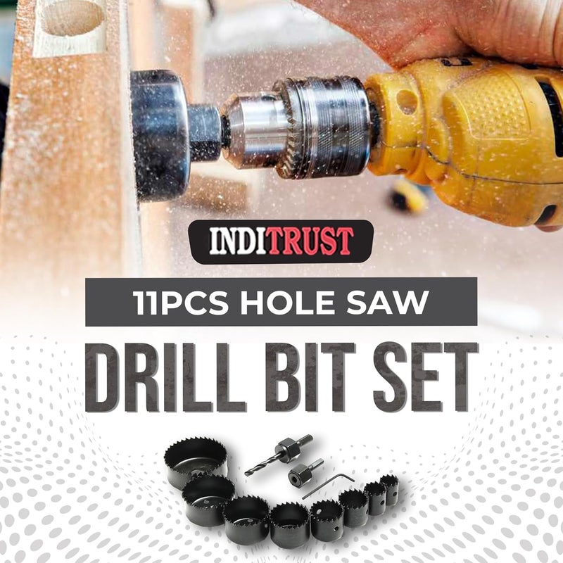 Inditrust New 11pcs Hole Saw Drill Bit Woodworking Cutter Hole Saw Cutting Set Core Drill Bit Wood Metal Drilling (19-64mm) - Image 2