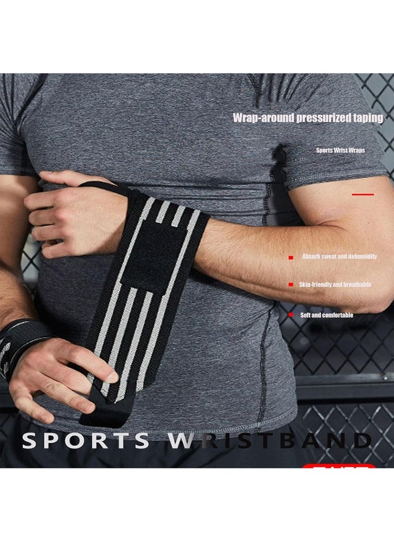 Wrist Wraps for Weightlifting and Fitness - Adjustable Support Straps with Thumb Loops, Compression for Men & Women, Suitable for Gym, Powerlifting, Cross-Training, Yoga, 21-Inch, Set of 2
