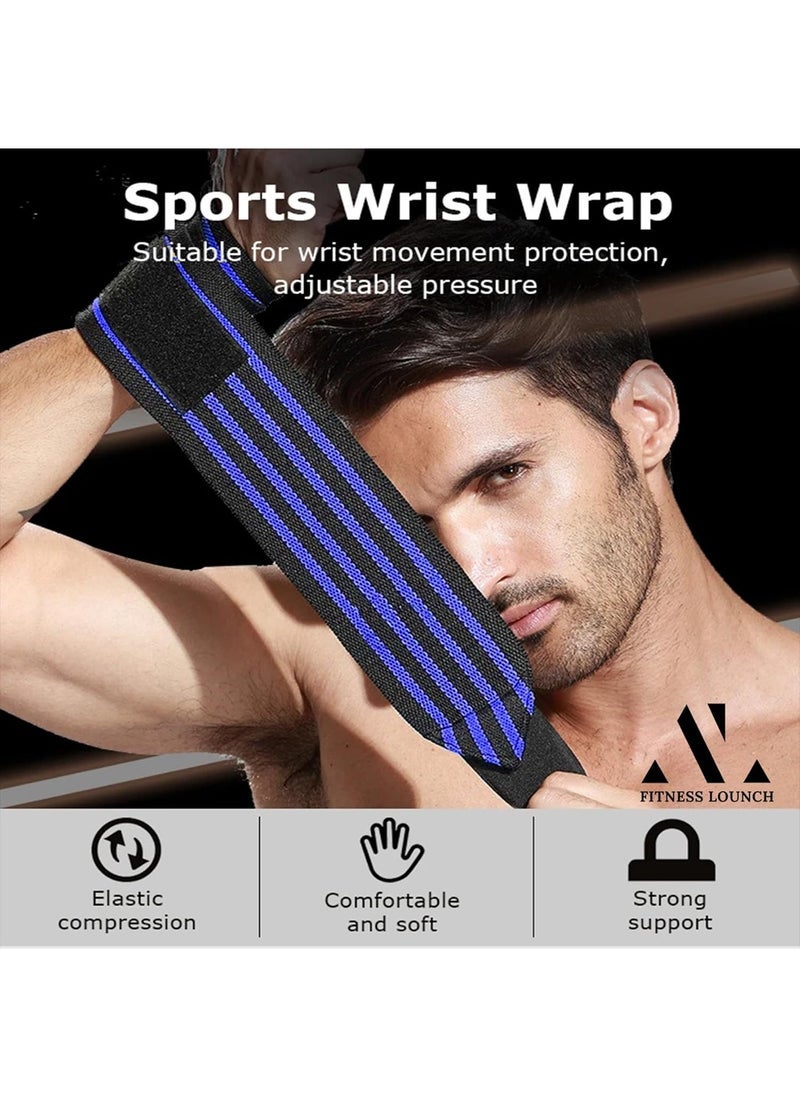 Wrist Wraps for Weightlifting and Fitness - Adjustable Support Straps with Thumb Loops, Compression for Men & Women, Suitable for Gym, Powerlifting, Cross-Training, Yoga, 21-Inch, Set of 2