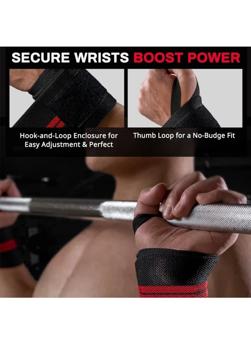 Wrist Wraps for Weightlifting and Fitness - Adjustable Support Straps with Thumb Loops, Compression for Men & Women, Suitable for Gym, Powerlifting, Cross-Training, Yoga, 21-Inch, Set of 2