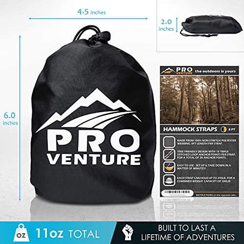 Pro Venture Hammock Straps and 2 Carabiners, 30+2 Loops, 1200lbs Breaking Strength (500lbs Rated) | 100% Non-Stretch, Lightweight, Portable Camping - Quick, Easy Setup | Heavy Duty + Tree Friendly - Image 4
