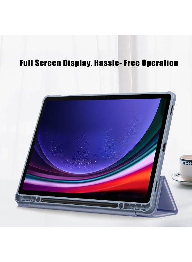 Case for Samsung Galaxy Tab S10+/S10FE+ 12.4-Inch with S Pen Holder, Clear Transparent PC Back, Shockproof Trifold Stand Tablet Cover, Auto Wake/Sleep - Image 3