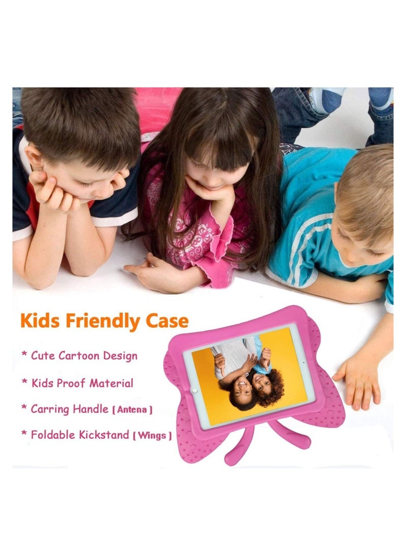 Case, iPad Air 2 Case for Kids,Cute Butterfly Shockproof EVA Foam Super Protection Stand Cover for 9.7" iPad Air/Air 2 iPad 2017/2018 - Rose