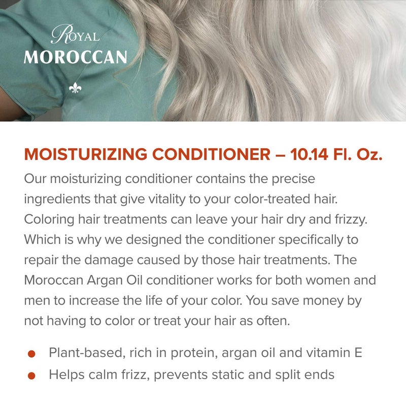 Royal Moroccan Moisturizing Conditioner Hair Products - Moisturizing Conditioner For Dry and Colored Hair 300 ml 10.14 fl.oz, Base of Moroccan Argan oil, For color â€“ Treated Hair, Frizzy Hair. - Image 2
