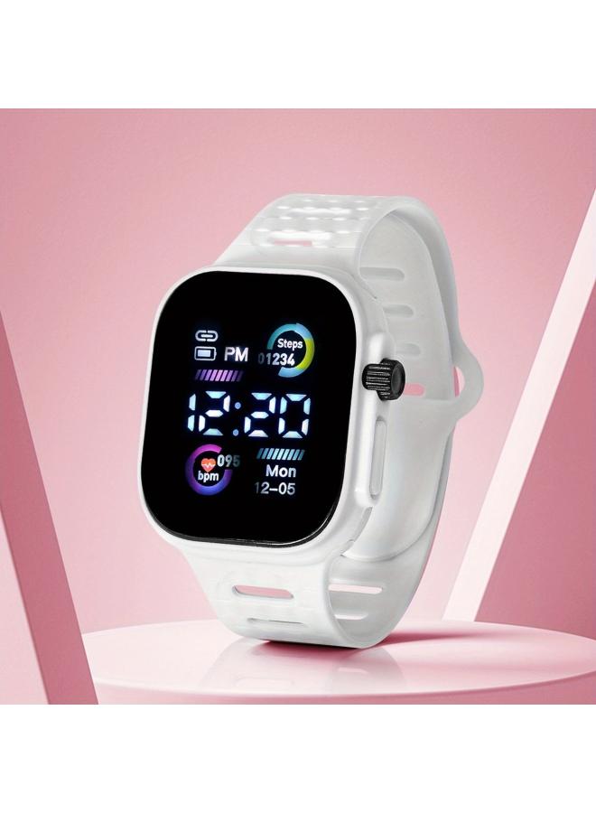 New Led Electronic Watch Square Screen Two-color Ring Fashion Simple Square Button Student Wrist Watch Multifunctional Watch 