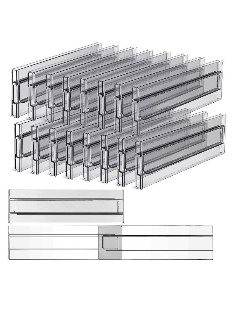 Arabest Drawer Dividers Organizers 8 Pack, U HOOME Adjustable 3.2" High Expandable from 11.5-21.7" Kitchen Drawer Organizer for Clothing, Plastic Drawers Separators for Kitchen Utensils and Office (Grey)  - Image 1