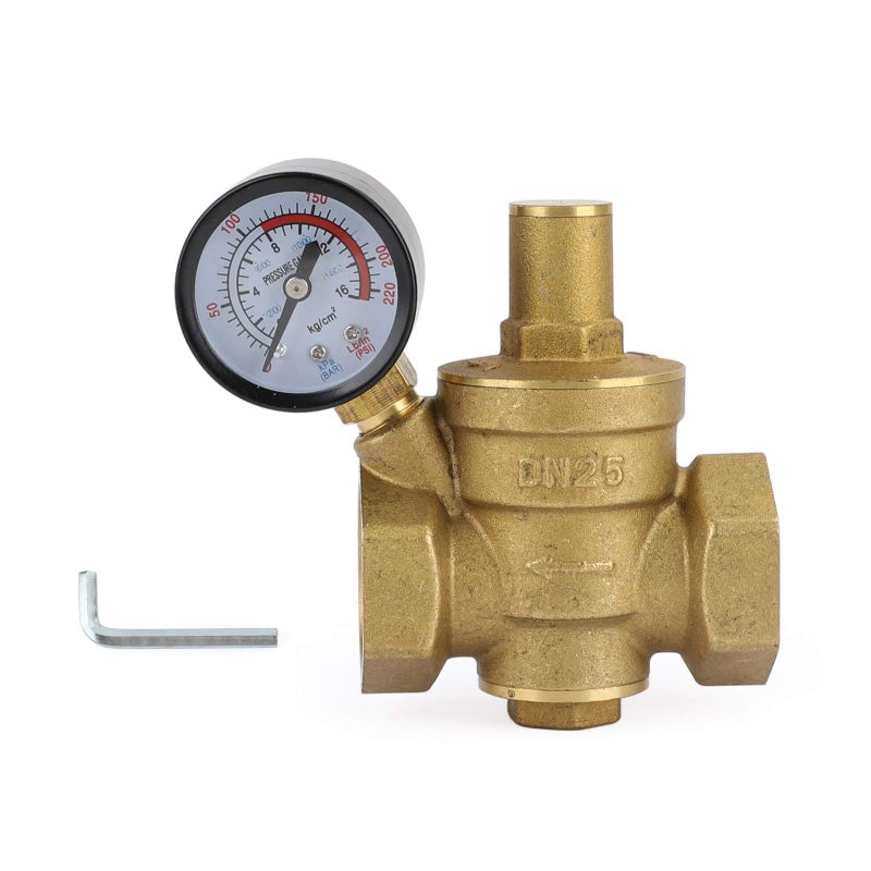 Topteng DN25 1 Brass Adjustable Water Pressure Reducing Regulator Valves With Gauge