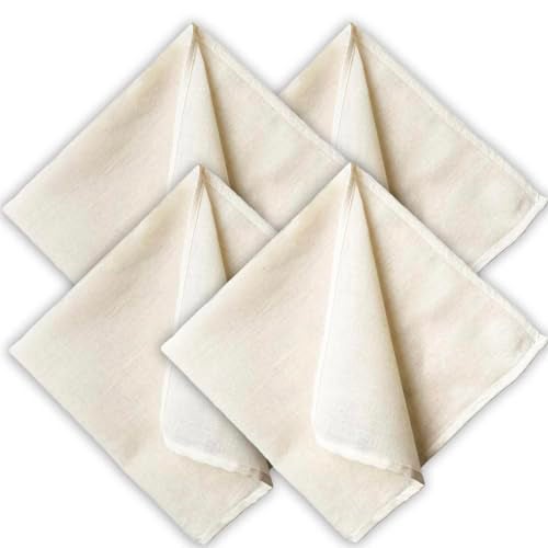 Clarkia Set of 4 Pre-Cut Cotton Muslin Cloth or Cheesecloth for Kitchen (Beige,15x15 inch) - Image 1