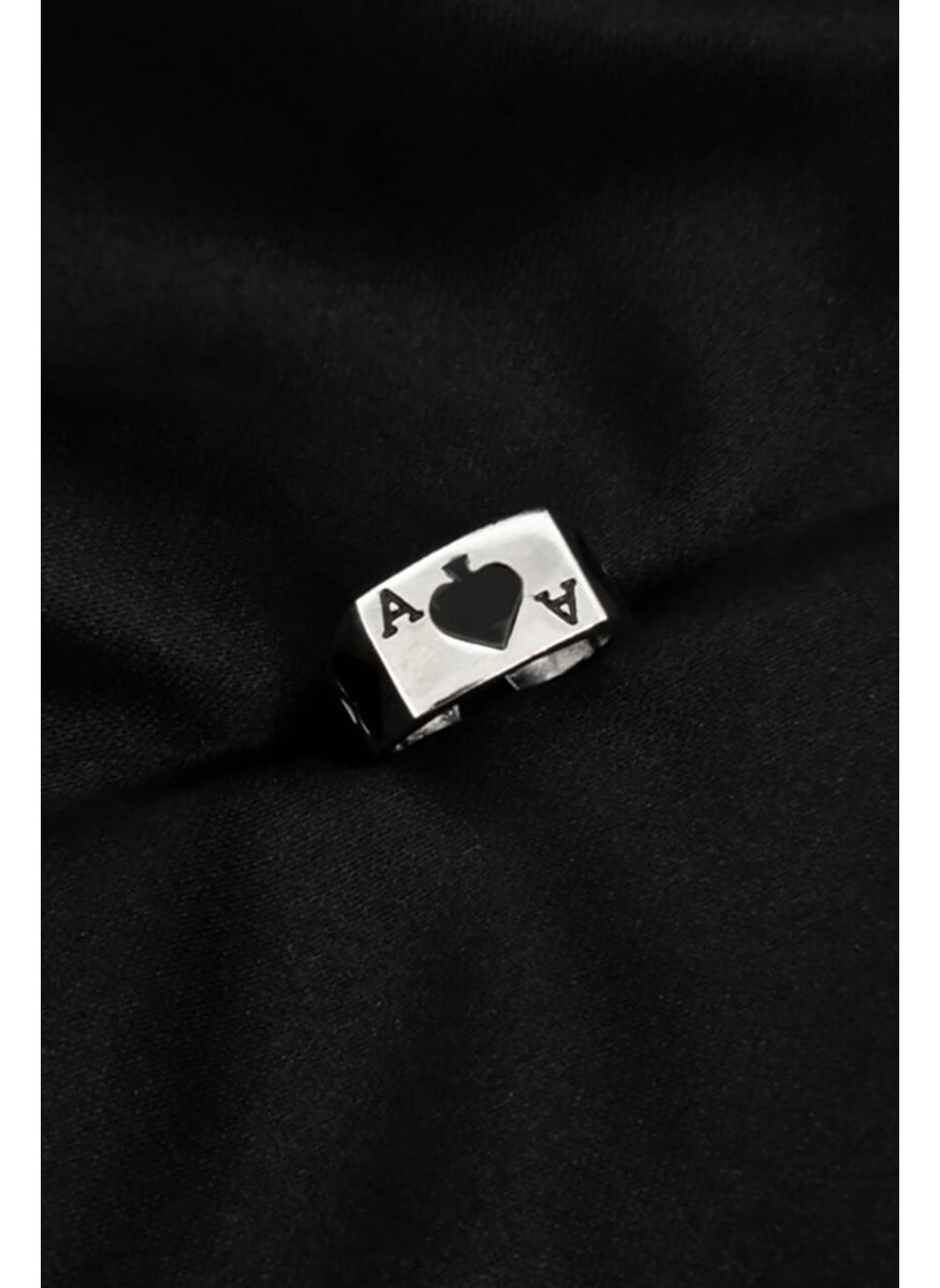 The Collection - Black Ace of Spades Unisex Adjustable Ring - Image 1