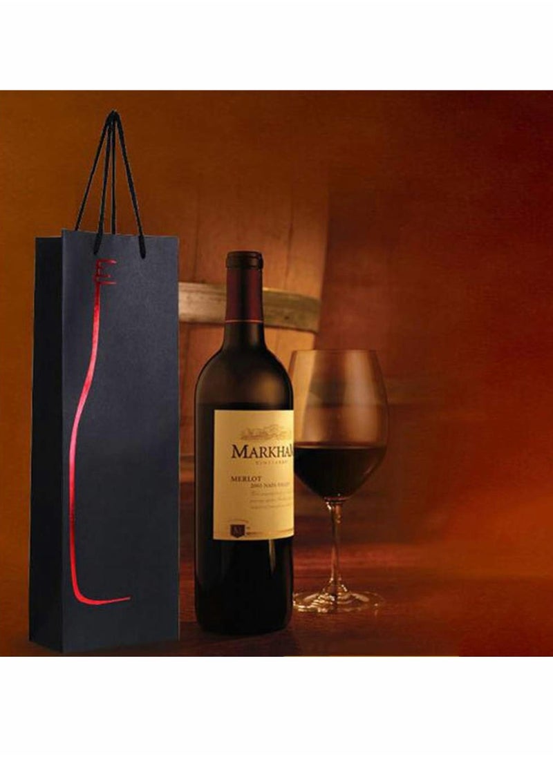 KASTWAVE 12pcs Wine Gift Paper Bags Single Bottle Wine Gift Bags Red Wine Tote Bags with Handles Champagne Carrying Bags for Party Business Retail Merchandise  - Image 5