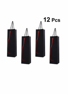 KASTWAVE 12pcs Wine Gift Paper Bags Single Bottle Wine Gift Bags Red Wine Tote Bags with Handles Champagne Carrying Bags for Party Business Retail Merchandise  - Image 2