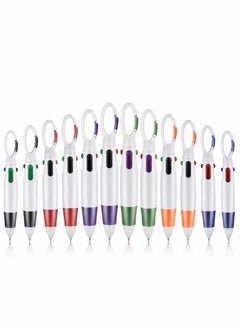 Y&D Multicolor Ballpoint Pen, Retractable Shuttle, 4-in-1 12 Counts, 1.0mm with Carabiner Clip for Office School Supplies Students Adults Kids  - Image 1