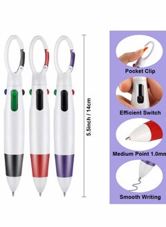 Y&D Multicolor Ballpoint Pen, Retractable Shuttle, 4-in-1 12 Counts, 1.0mm with Carabiner Clip for Office School Supplies Students Adults Kids  - Image 2
