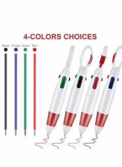 Y&D Multicolor Ballpoint Pen, Retractable Shuttle, 4-in-1 12 Counts, 1.0mm with Carabiner Clip for Office School Supplies Students Adults Kids  - Image 3