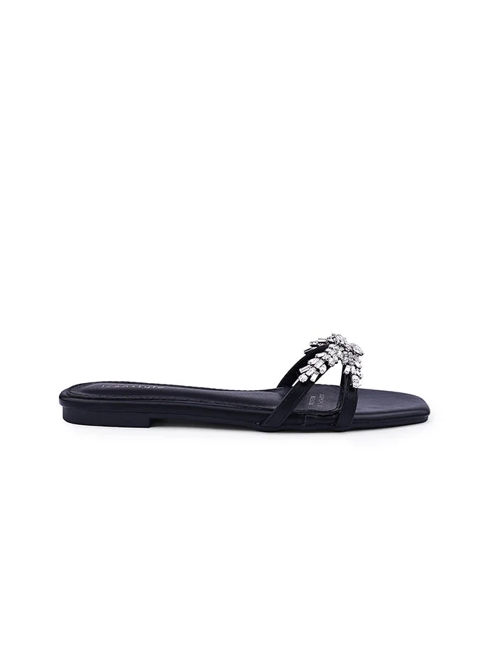 Croc-Embossed Flat Mules